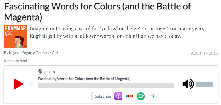 Example of a solo podcast from Grammar Girl